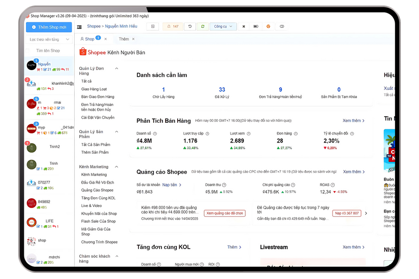 Trung tâm điều khiển đa shop mạnh mẽ